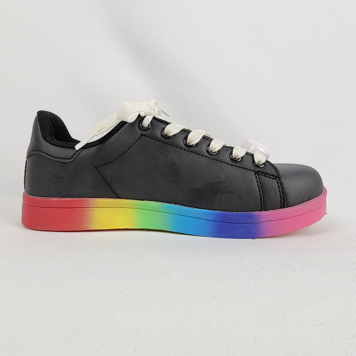 Qupid Rainbow Black Lace Up Runners Size 6