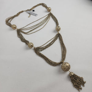 Guess Gold Tone Layered Chunky Fringe Statement Necklace
