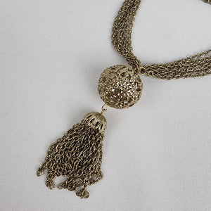 Guess Gold Tone Layered Chunky Fringe Statement Necklace