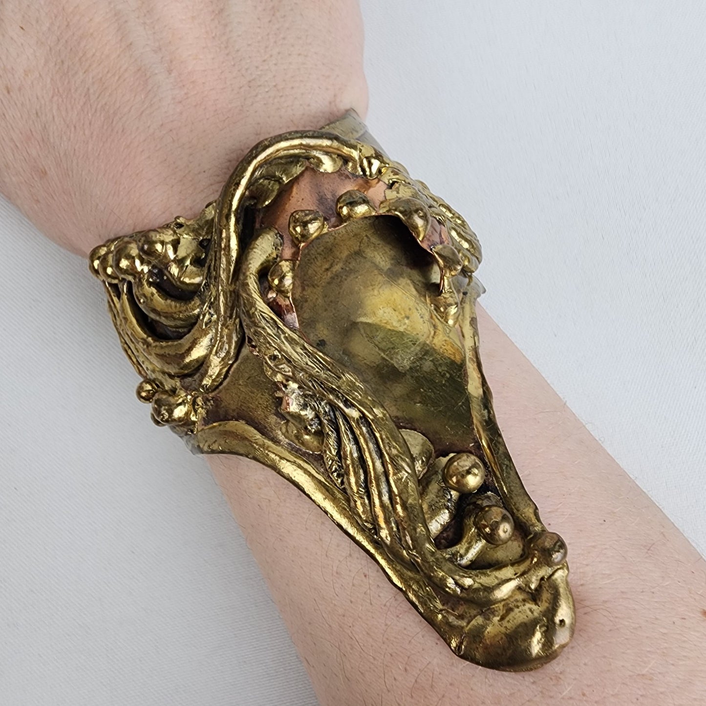 Vintage Abstract Brutalist Gold Tone Cuff Bracelet