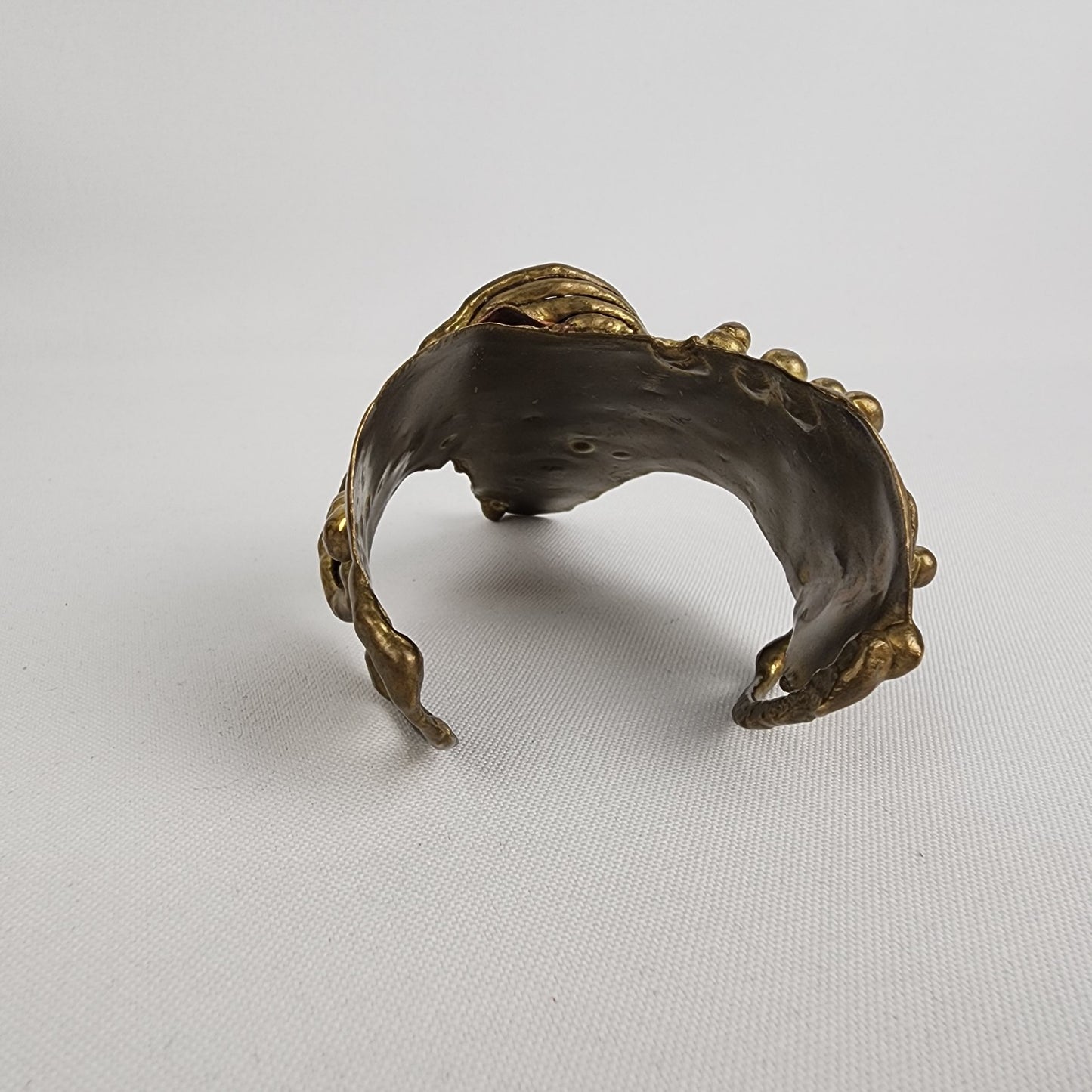 Vintage Abstract Brutalist Gold Tone Cuff Bracelet