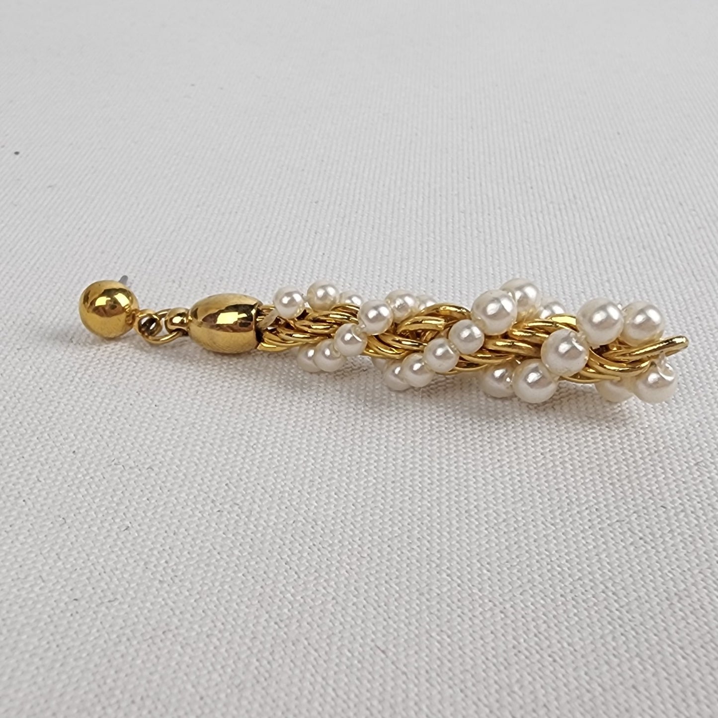 Vintage Gold Tone Faux Pearl Drop Earrings