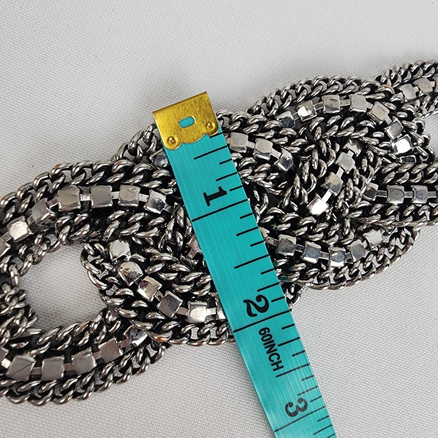 Stella & Dot Petra Braided Silver Chain Rhinestone Bracelet