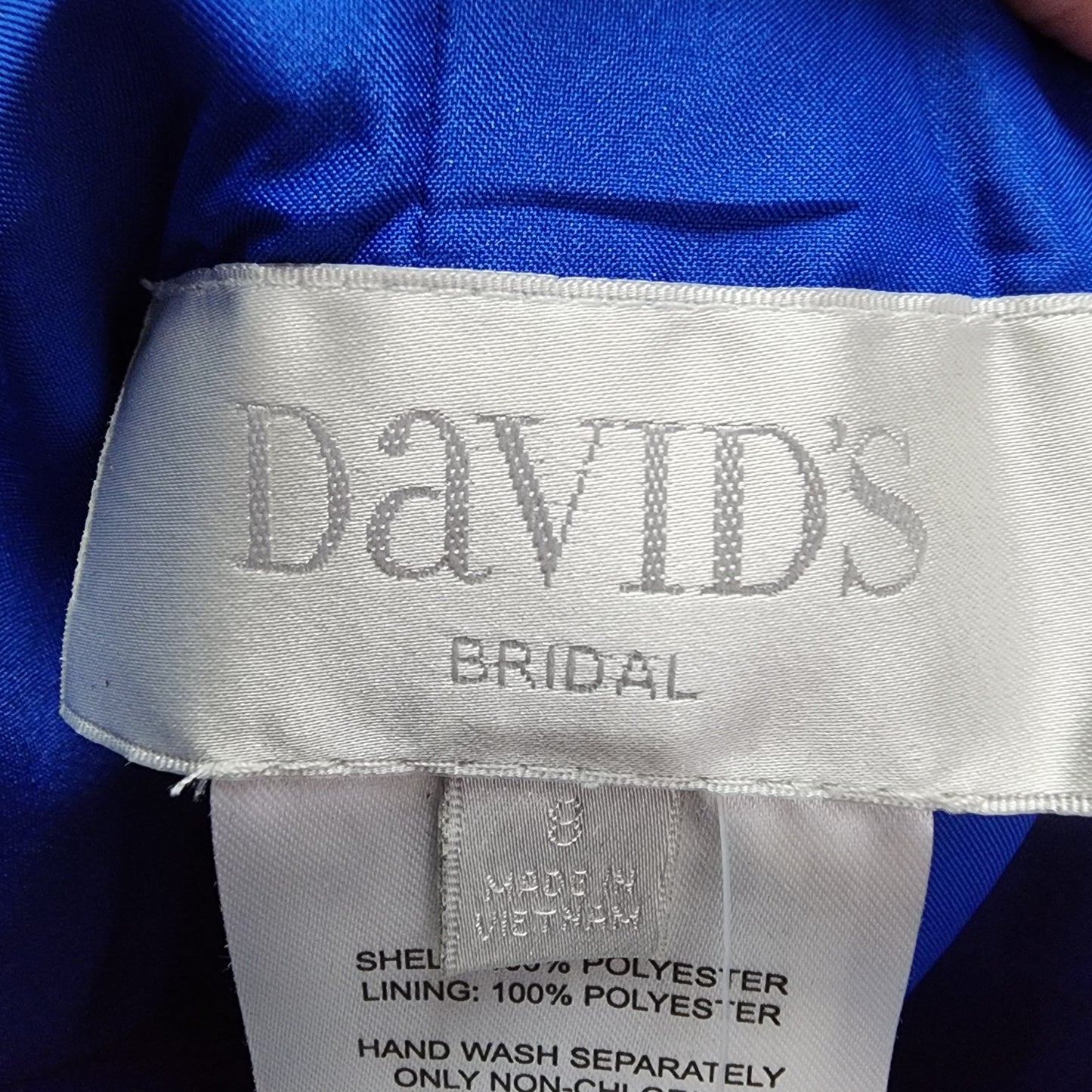 David's Bridal Blue Strapless Bridesmaids Gown Size 8