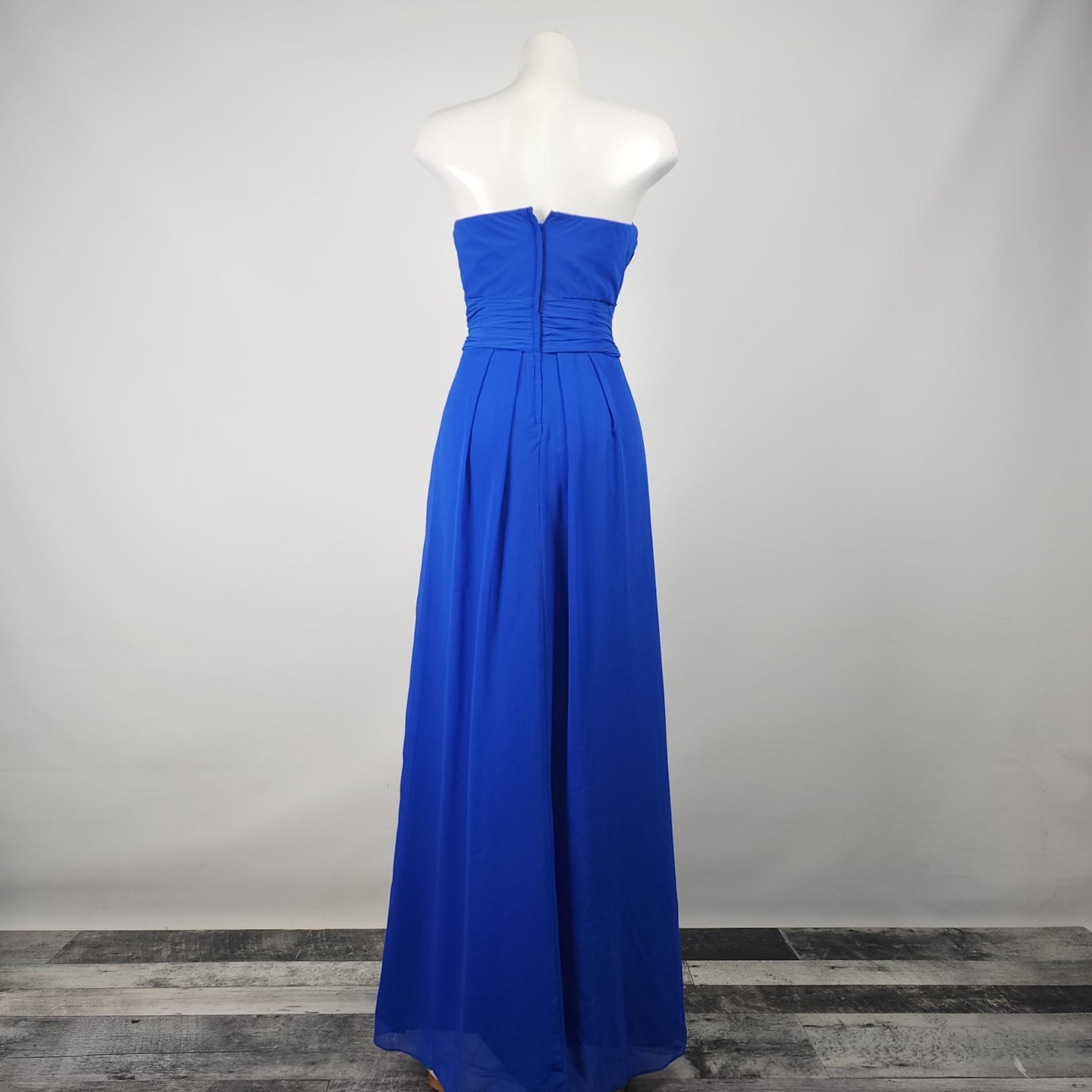 David's Bridal Blue Strapless Bridesmaids Gown Size 8