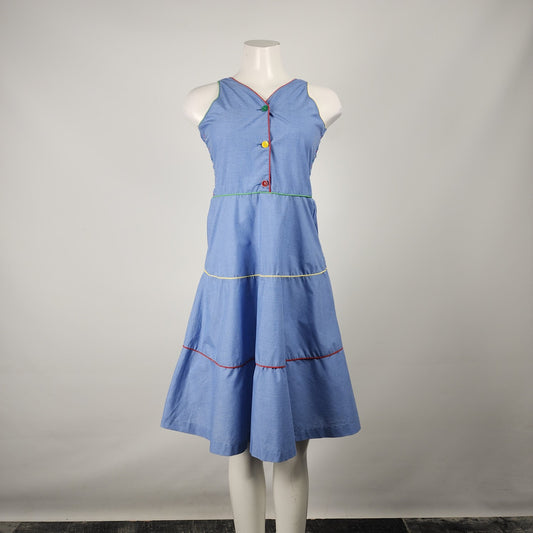 Vintage Encore Blue Cotton Sleeveless Dress Size S