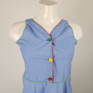 Vintage Encore Blue Cotton Sleeveless Dress Size S