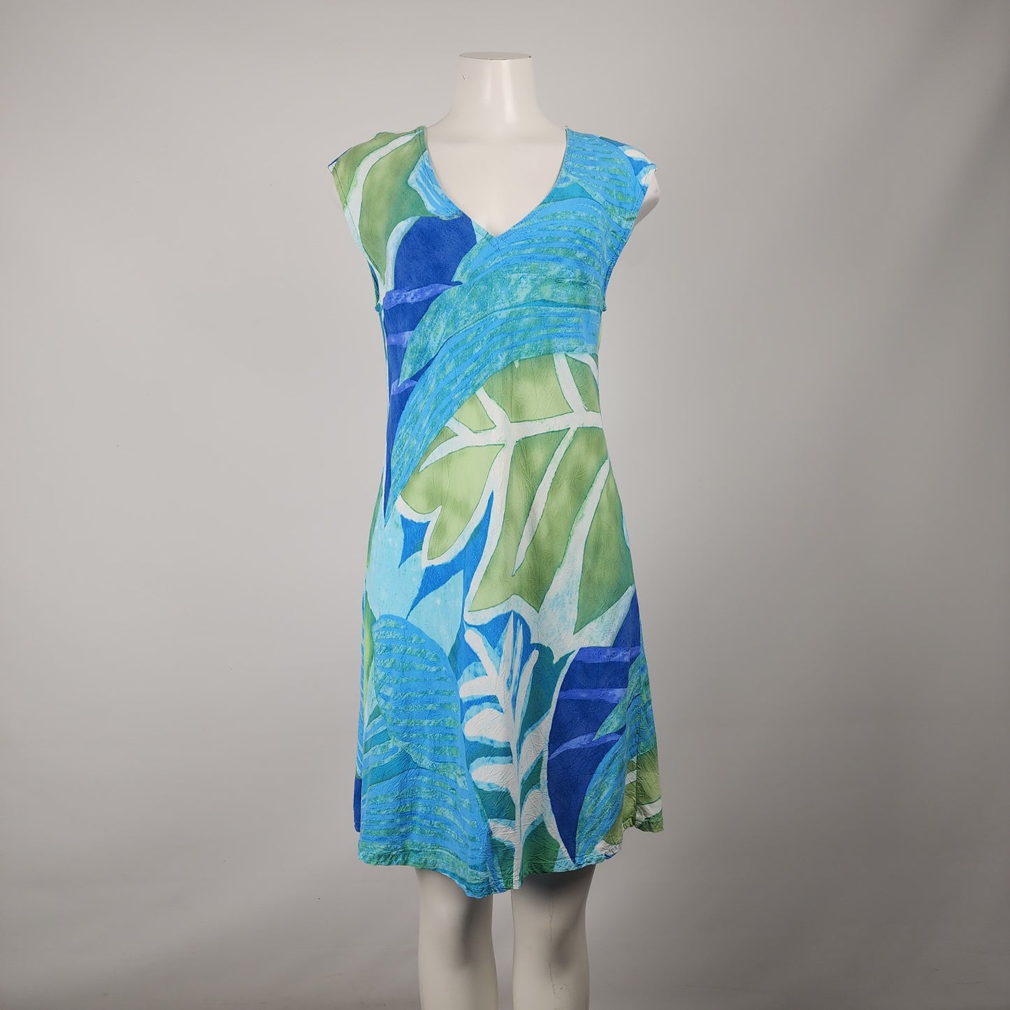 Jams World Blue Tropical Print Dress Size M/L