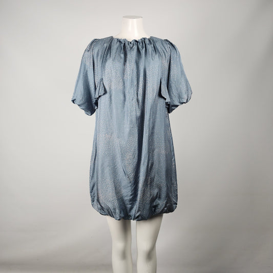 By Malene Birger Blue Silk Balloon Hem Mini Dress Size 6