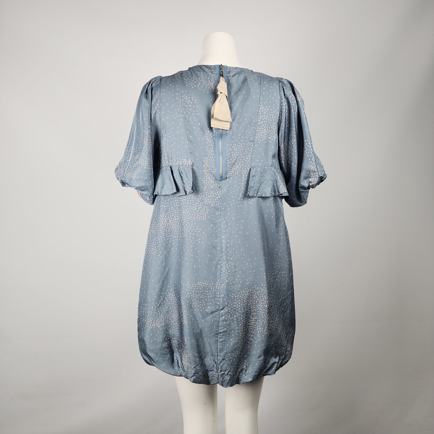 By Malene Birger Blue Silk Balloon Hem Mini Dress Size 6