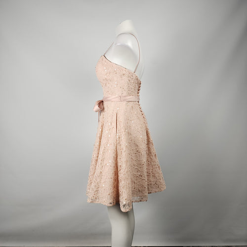 Mori Lee Style 31071 Pink Beaded Lace Fit & Flare Dress Size 6