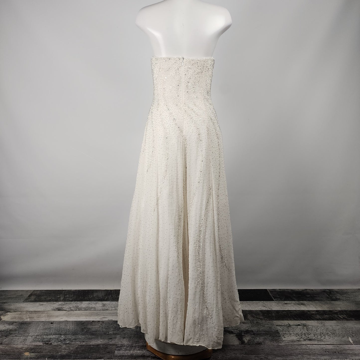 The Bridal Centre White Silk Beaded Tulle Dress Size S/M