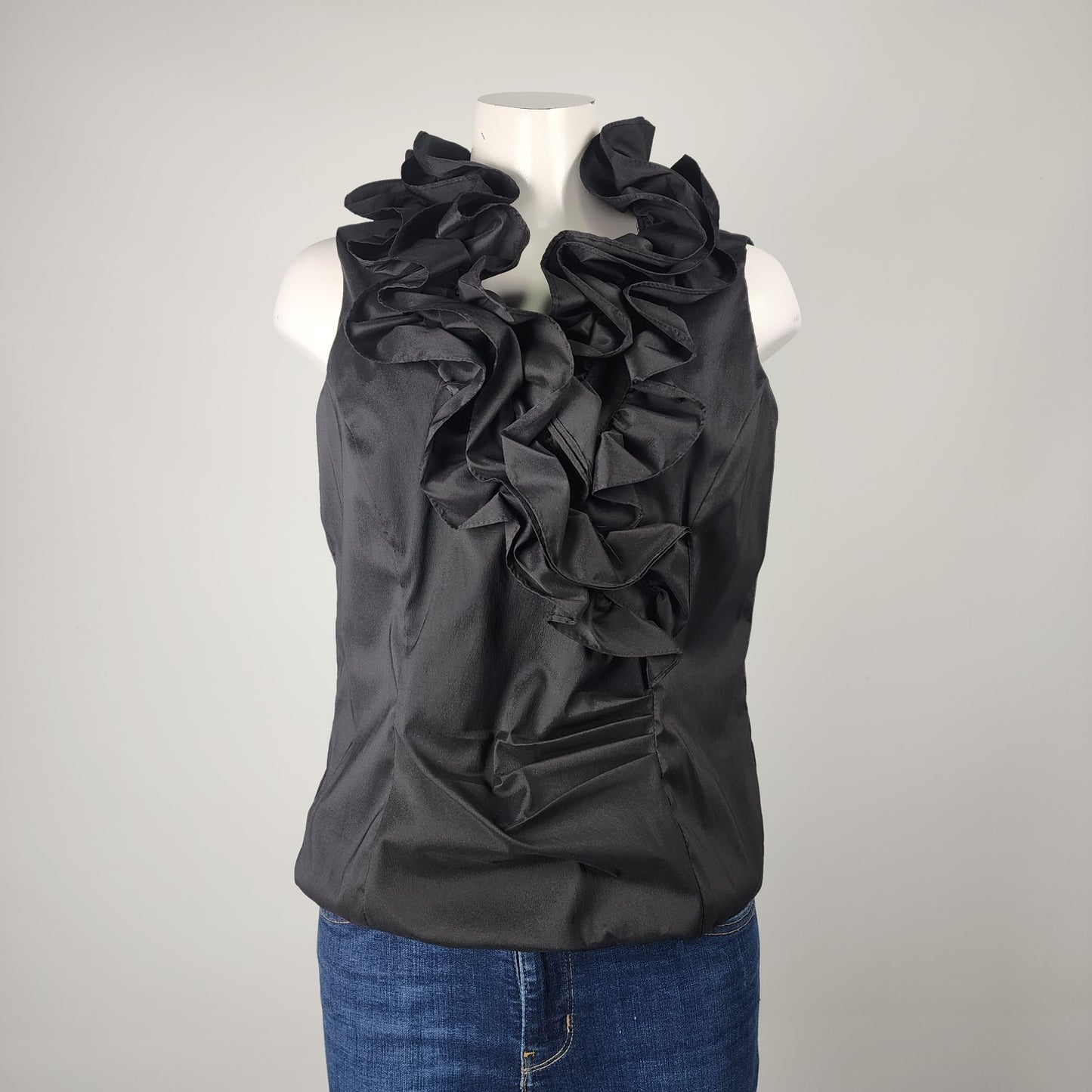 Joseph Ribkoff Black Ruffle Sleeveless Top Size 16