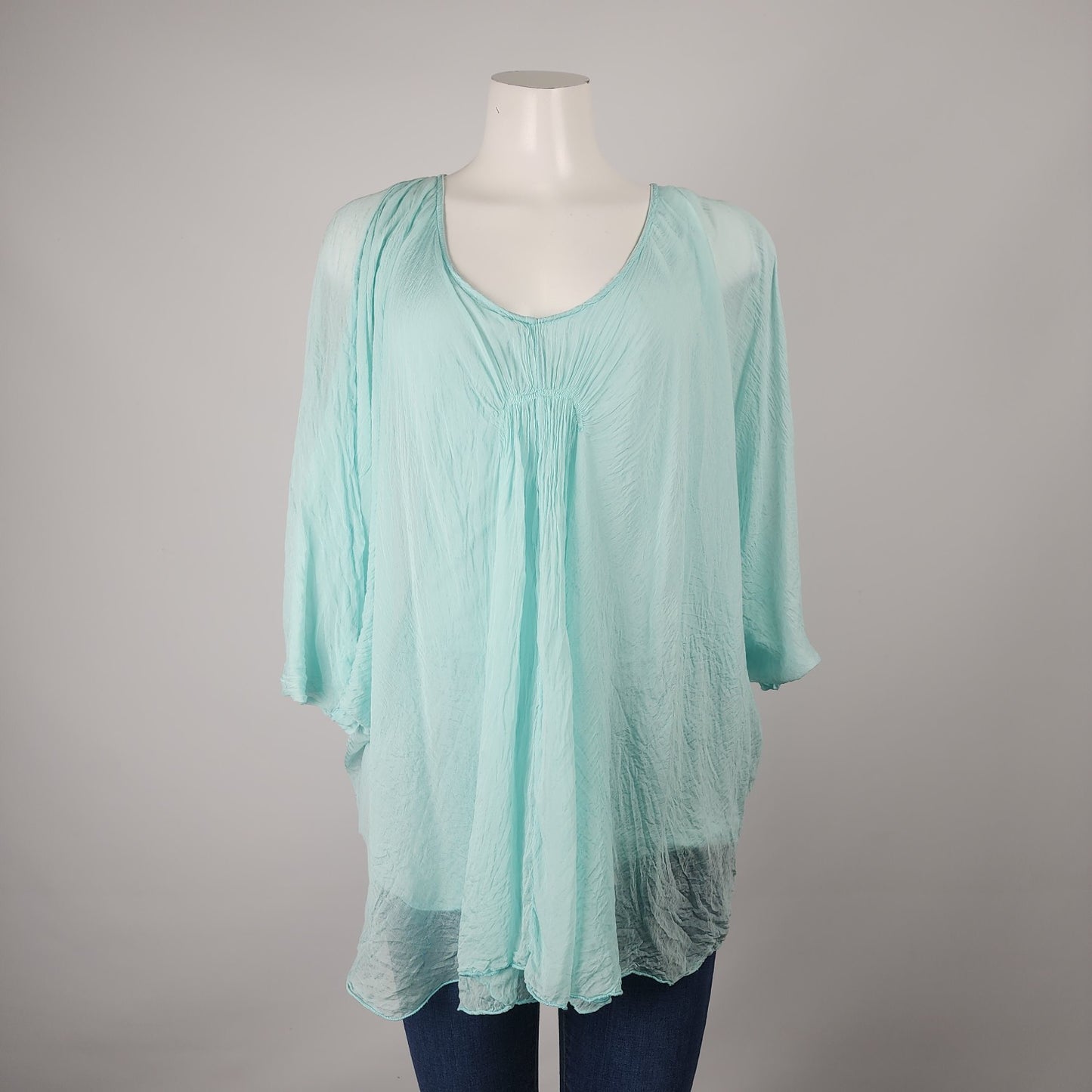 Phase Eight Aqua Blue Silk Blouse Top Size S