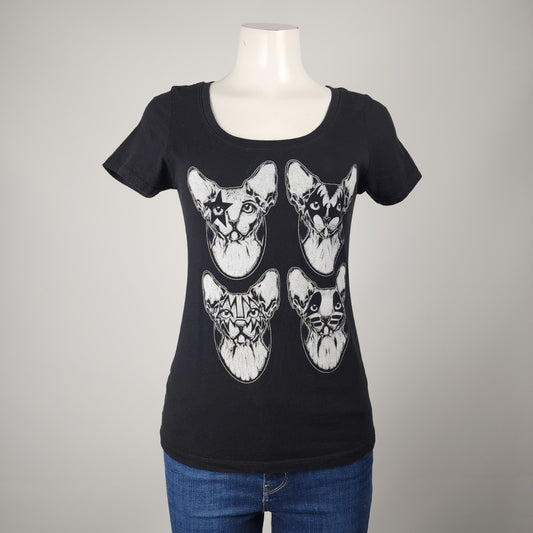 Lowbrow Black Kiss Kats T-Shirt Size S