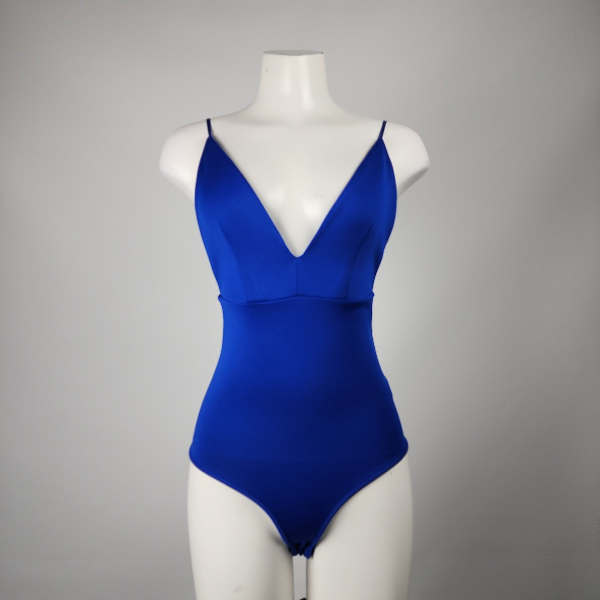 Revamped Blue V-Neck Bodysuit Top Size S