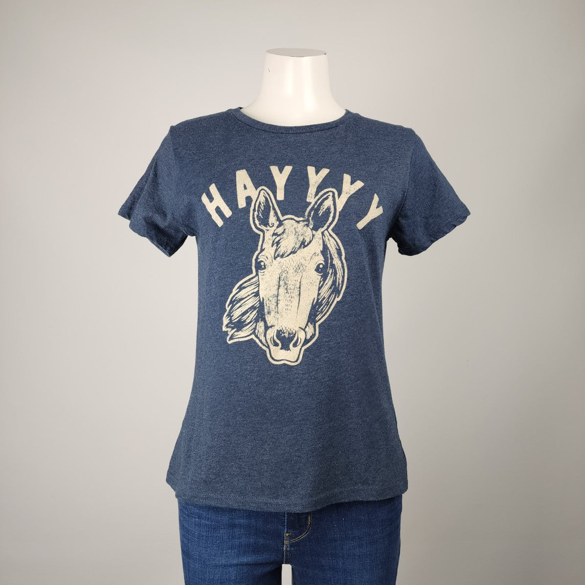 Crazy Dog Grey Cotton Hayyy Horse T-Shirt Size M