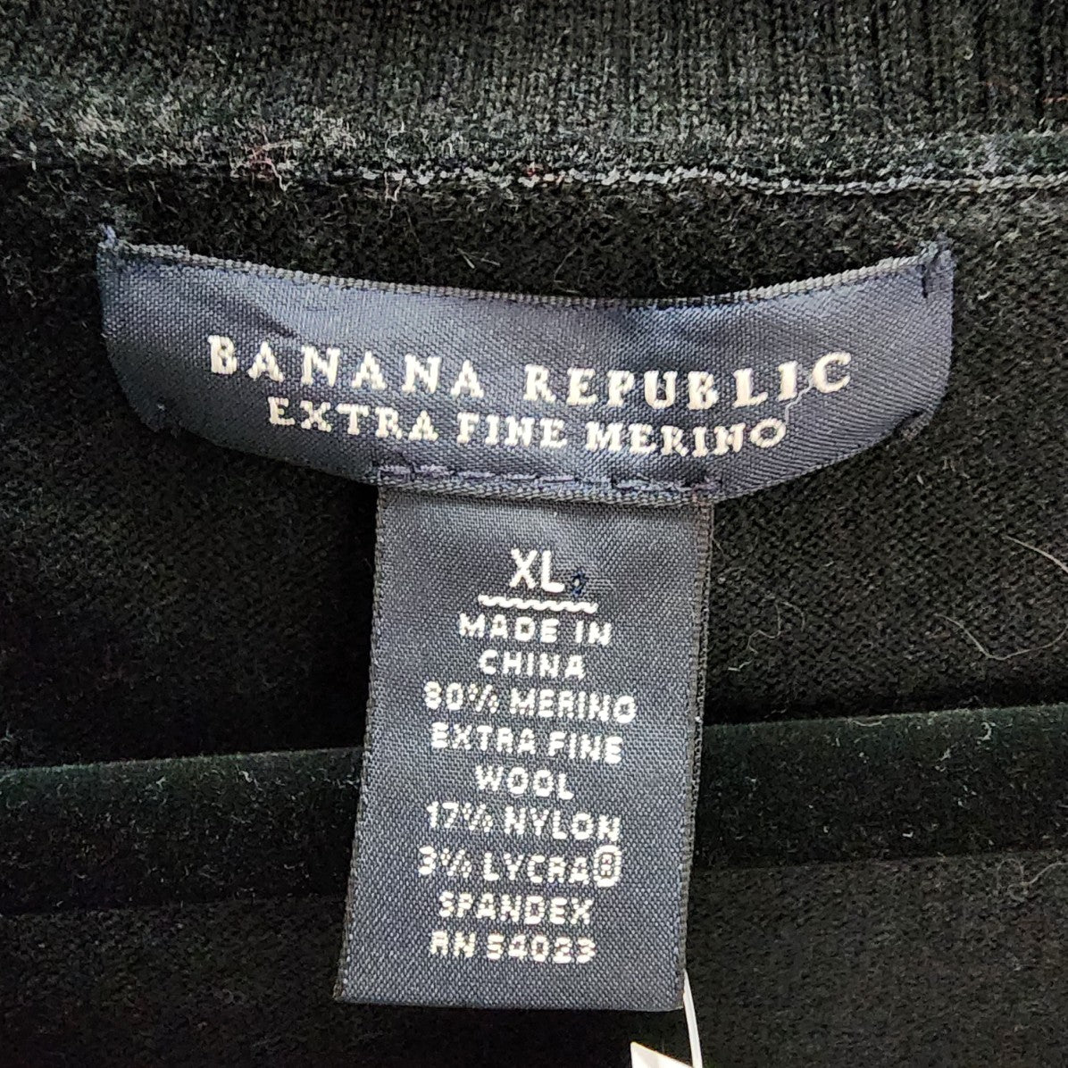 Banana Republic Black Extra Fine Merino Wool Sweater Size XL