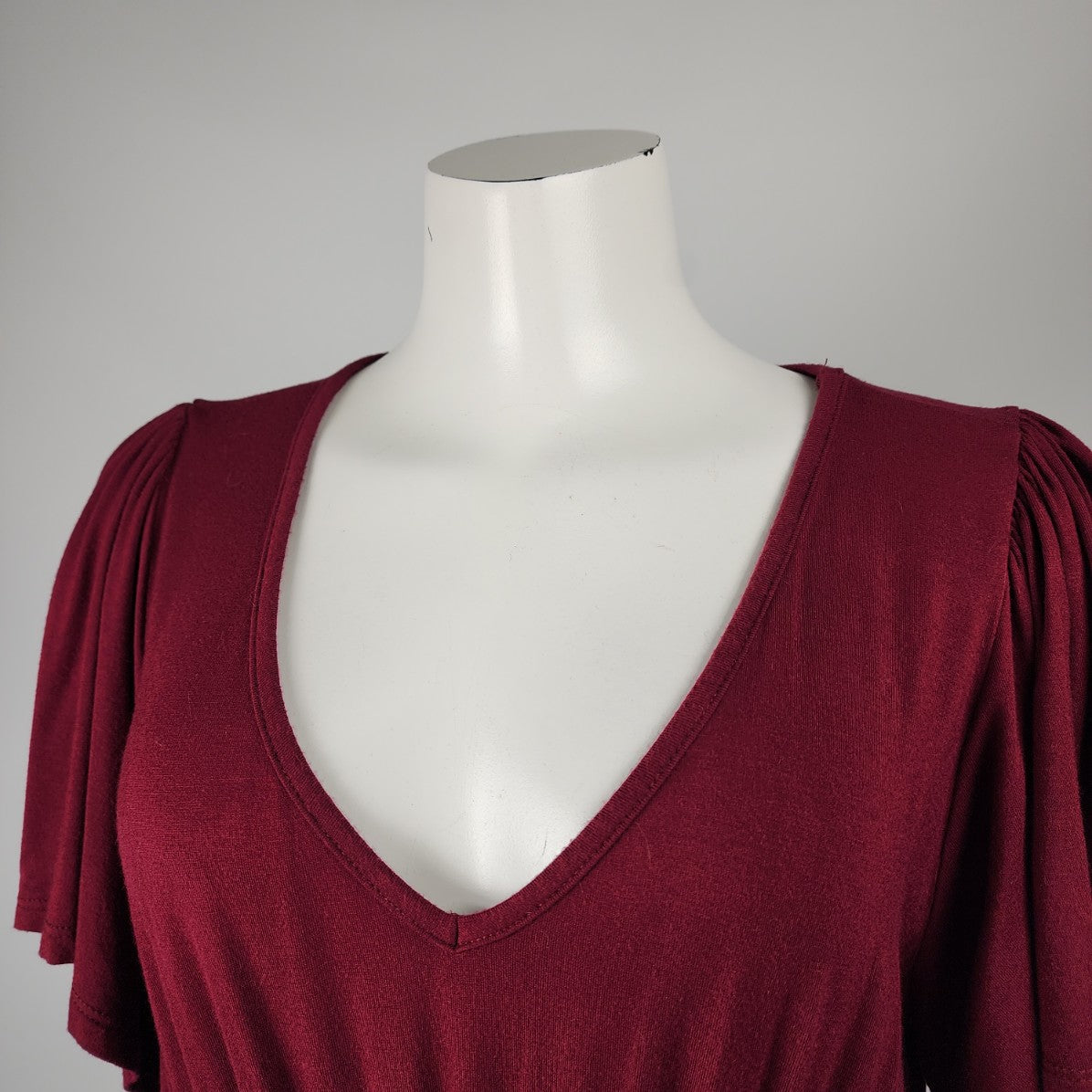 Torrid Burgundy Flutter Sleeve Peplum Top Size XL