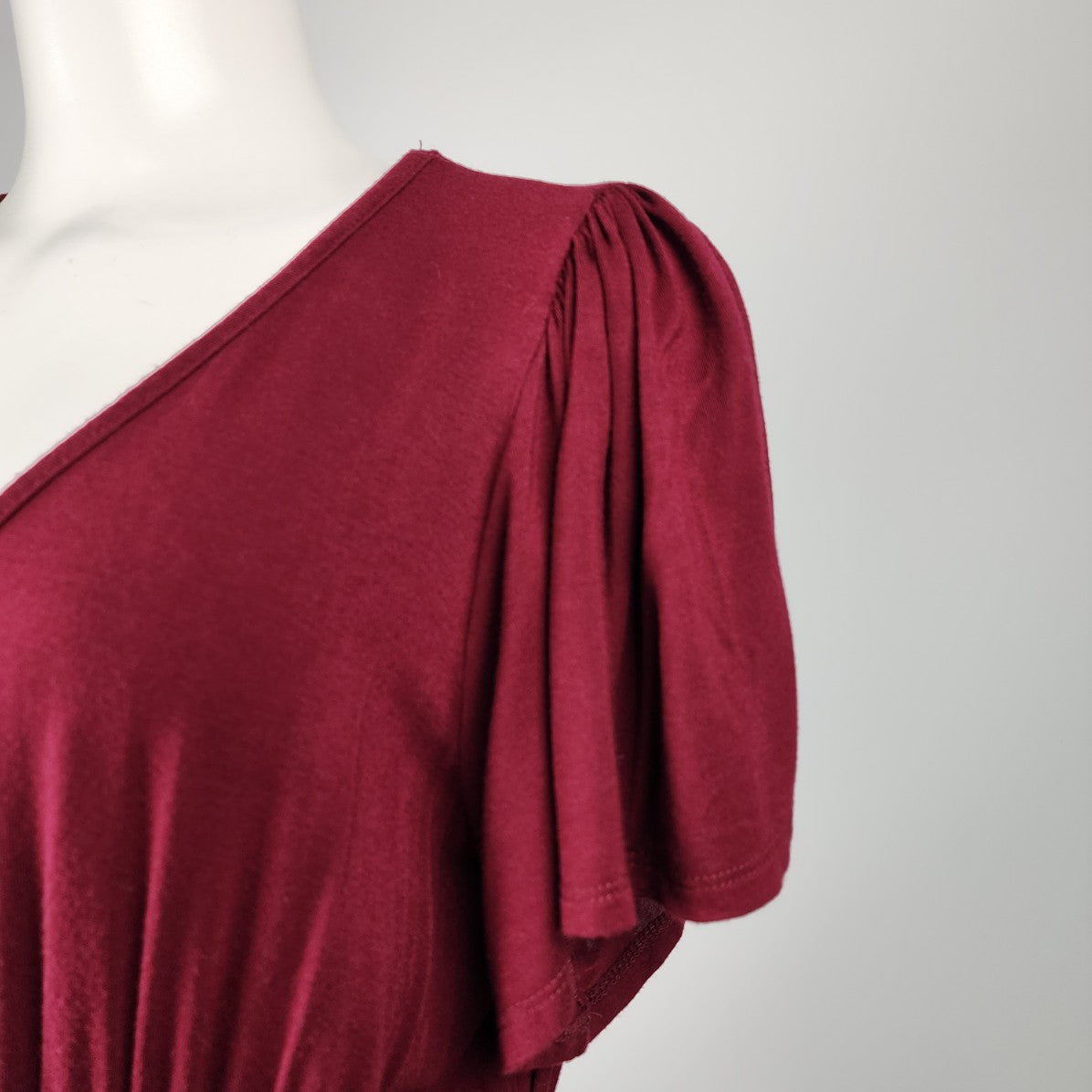 Torrid Burgundy Flutter Sleeve Peplum Top Size XL