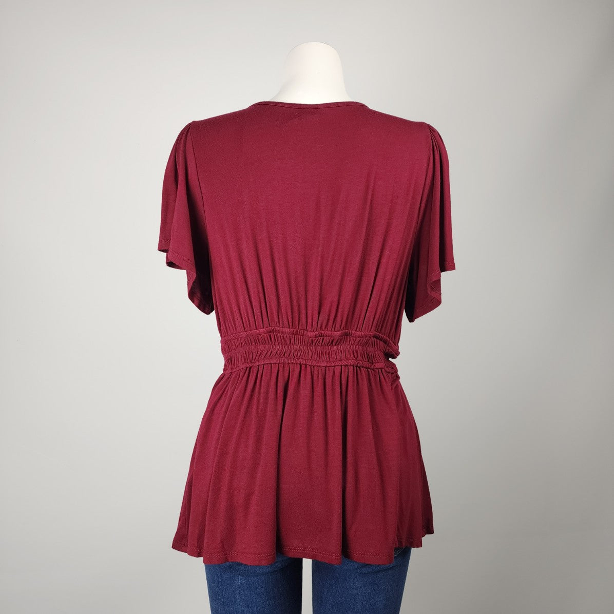 Torrid Burgundy Flutter Sleeve Peplum Top Size XL