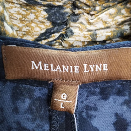 Melanie Lyne Blue Short Sleeve V-Neck Blouse Size L