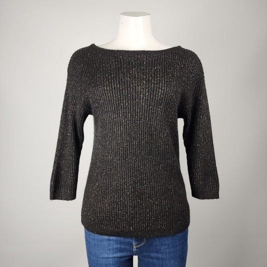 Rickis Black Metallic Knit Button Back Sweater Size S