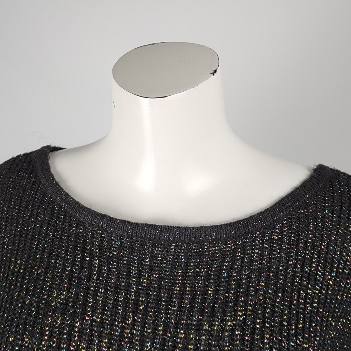 Rickis Black Metallic Knit Button Back Sweater Size S