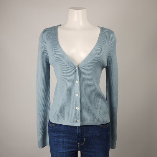 Dynamite Blue Ribbed Knit Button Up Cardigan Sweater Size L/XL