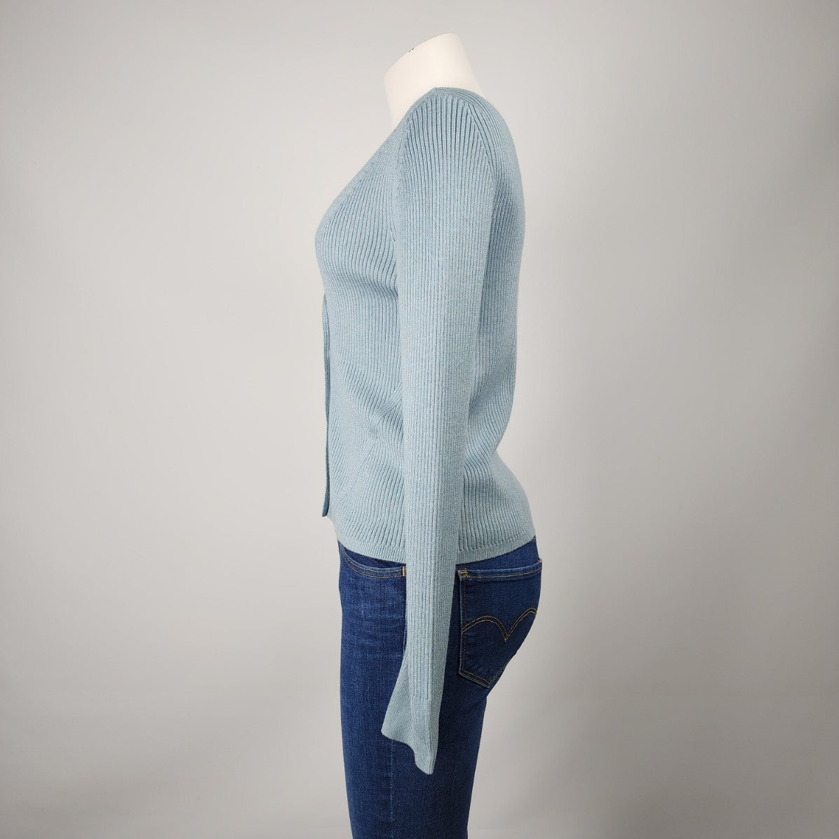 Dynamite Blue Ribbed Knit Button Up Cardigan Sweater Size L/XL