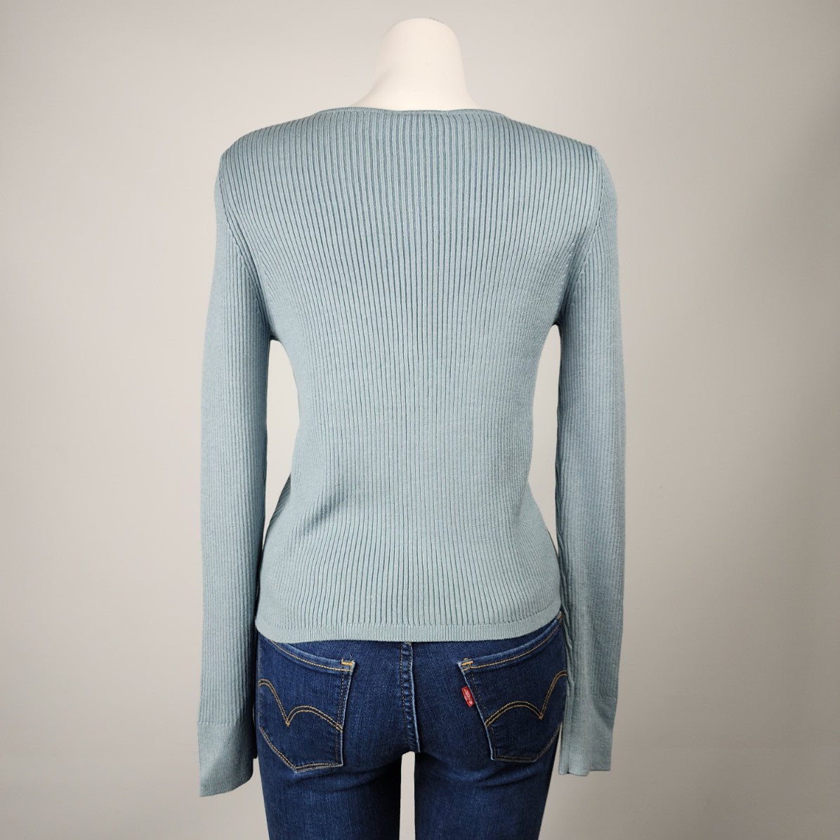 Dynamite Blue Ribbed Knit Button Up Cardigan Sweater Size L/XL