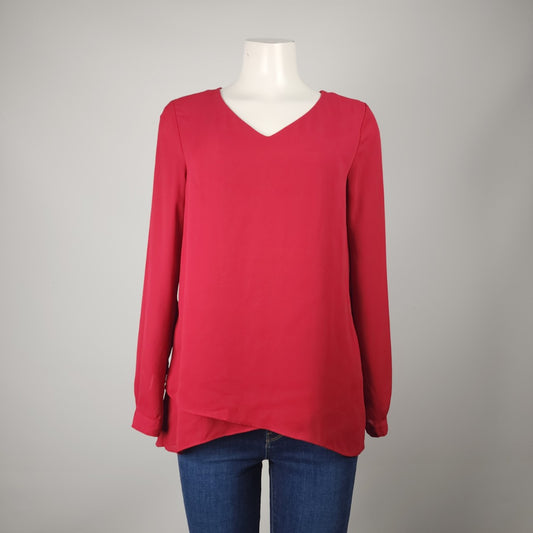 Alfred Sung Red V-Neck Blouse Size S