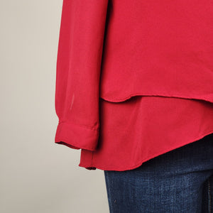 Alfred Sung Red V-Neck Blouse Size S