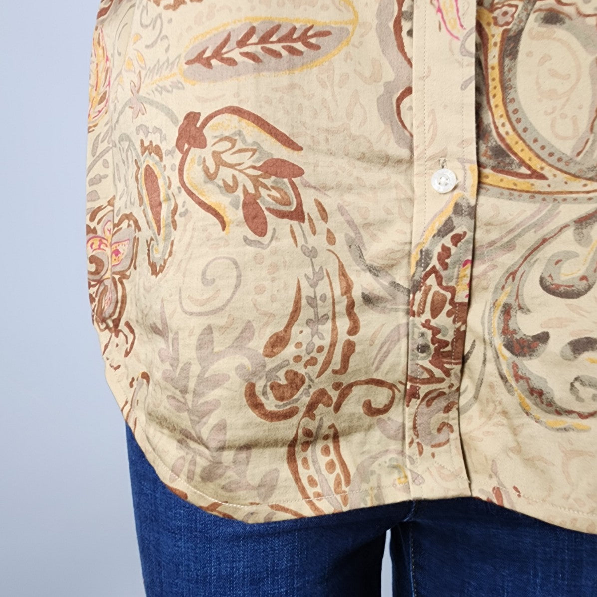 Lauren Ralph Lauren Brown Paisley Cotton Sleeveless Button Up Top Size L