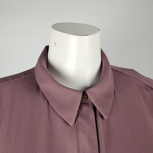Dynamite Mauve Button Up Blouse Cutout Back Size L