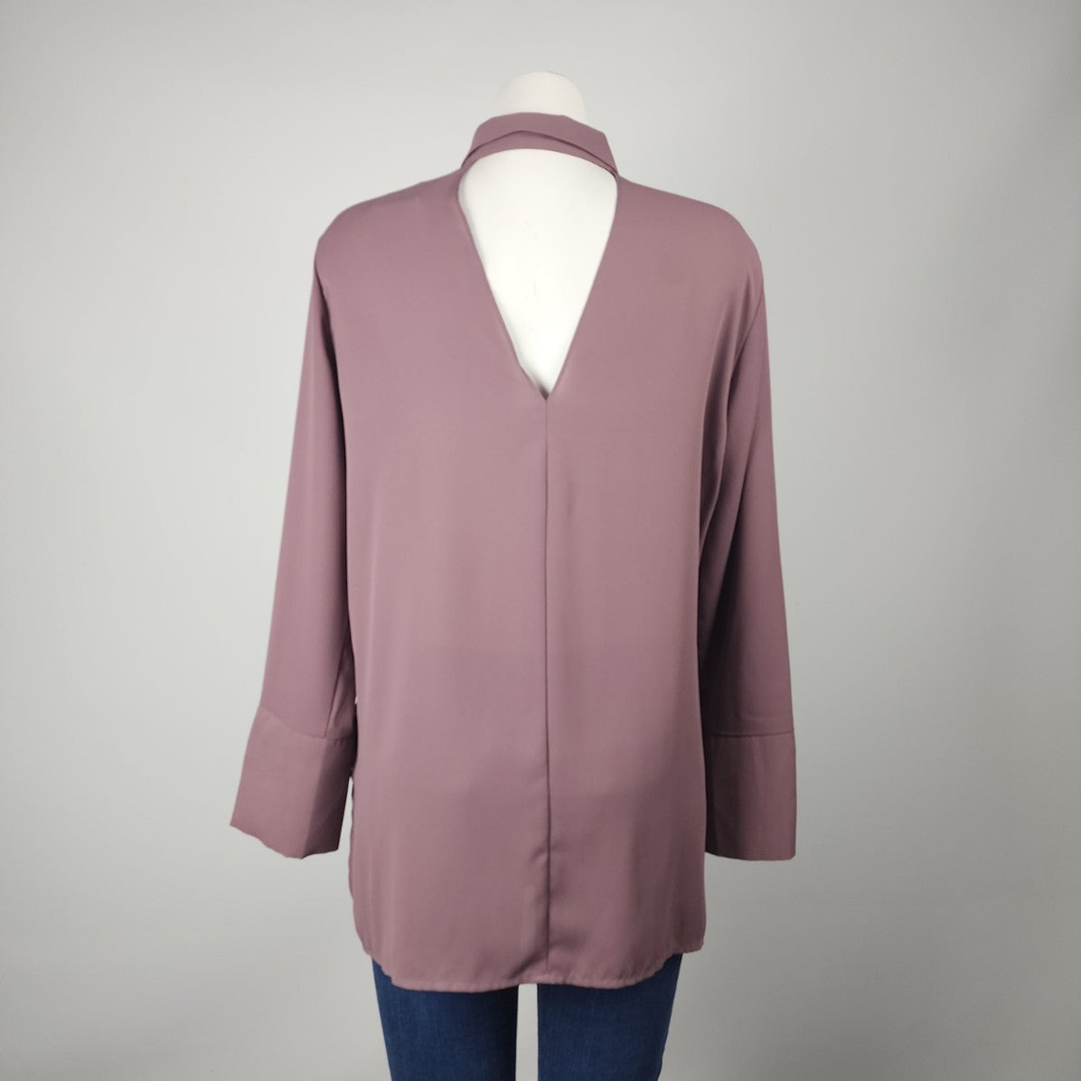 Dynamite Mauve Button Up Blouse Cutout Back Size L