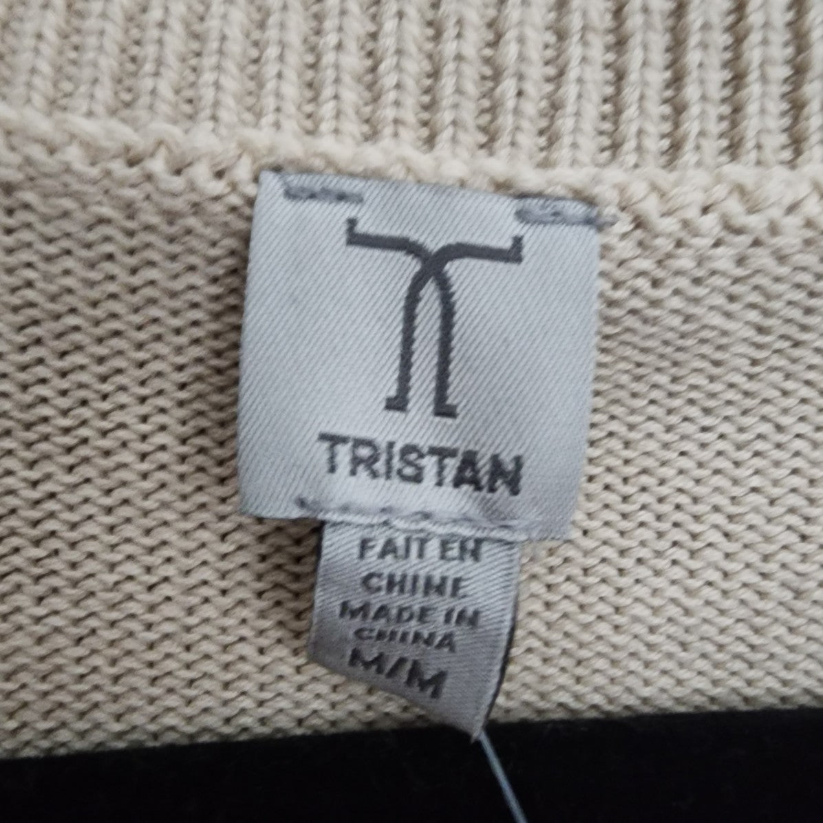 Tristan Cream Cotton Knit Embroidered Heart Sweater Size M