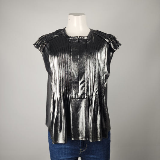 Rebecca Minkoff Silver Metallic Sleeveless Top Size  L