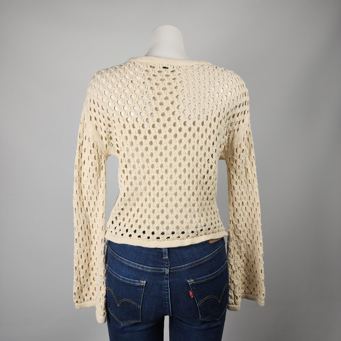 Brave Soul London Cream Cotton Open Knit Sweater Size S