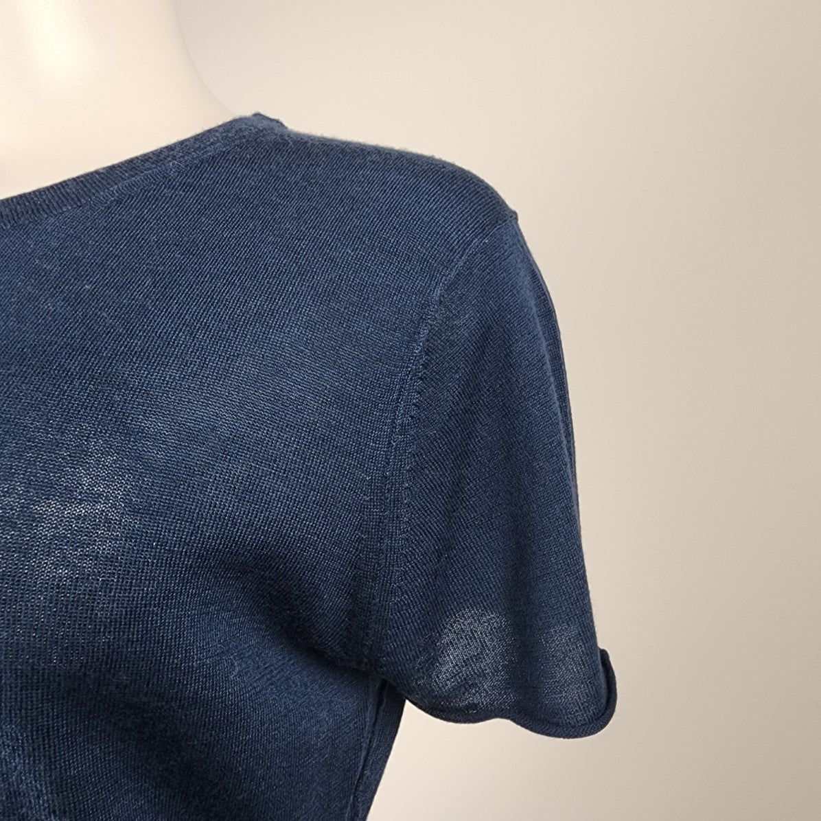 Line Navy Knit Cashmere Short Sleeve Top Size XL