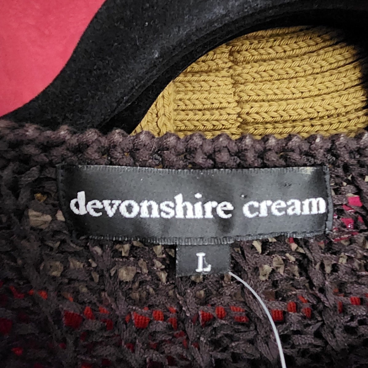 Devonshire Cream Brown Cotton Knit Sweater Size L