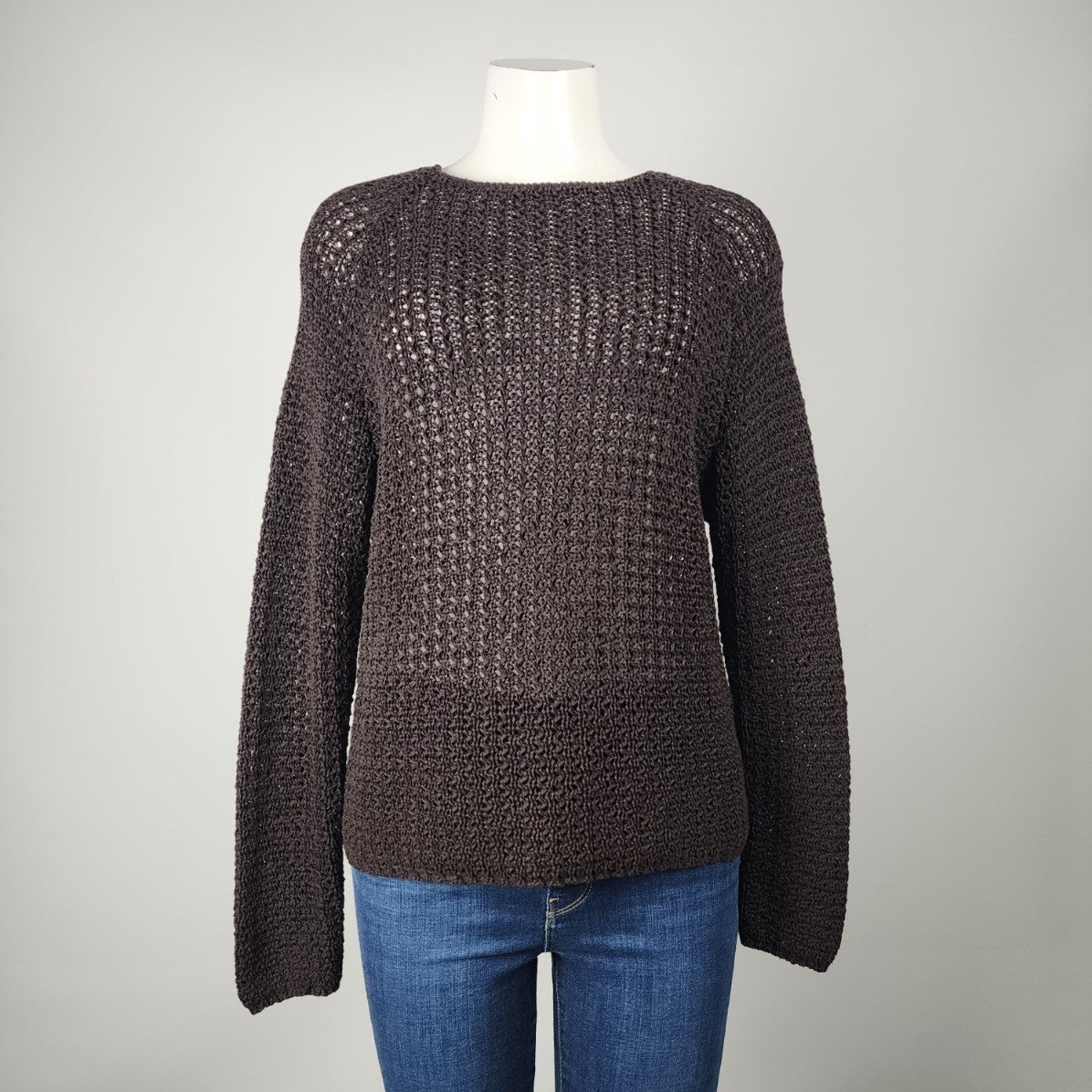 Devonshire Cream Brown Cotton Knit Sweater Size L