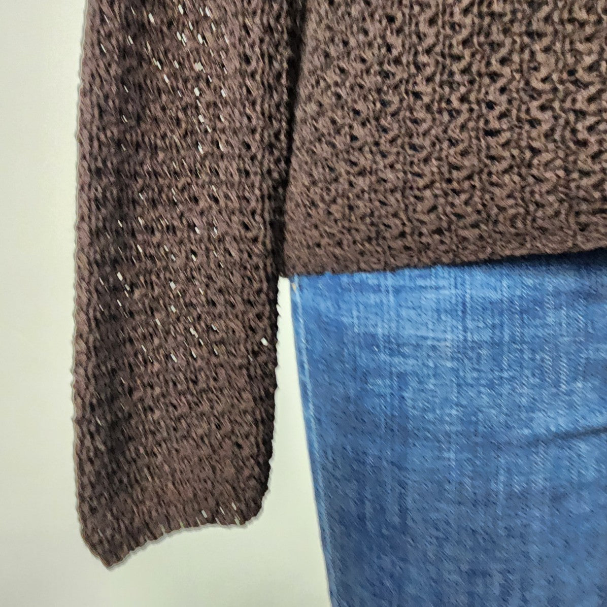 Devonshire Cream Brown Cotton Knit Sweater Size L