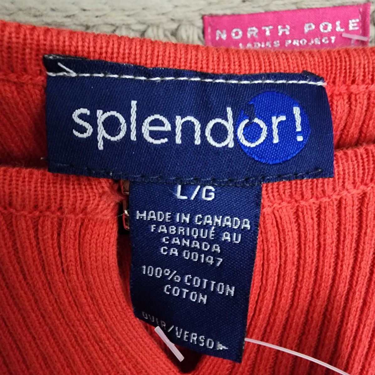 Splendor Orange Cotton Ribbed Knit Sweater Size M/L