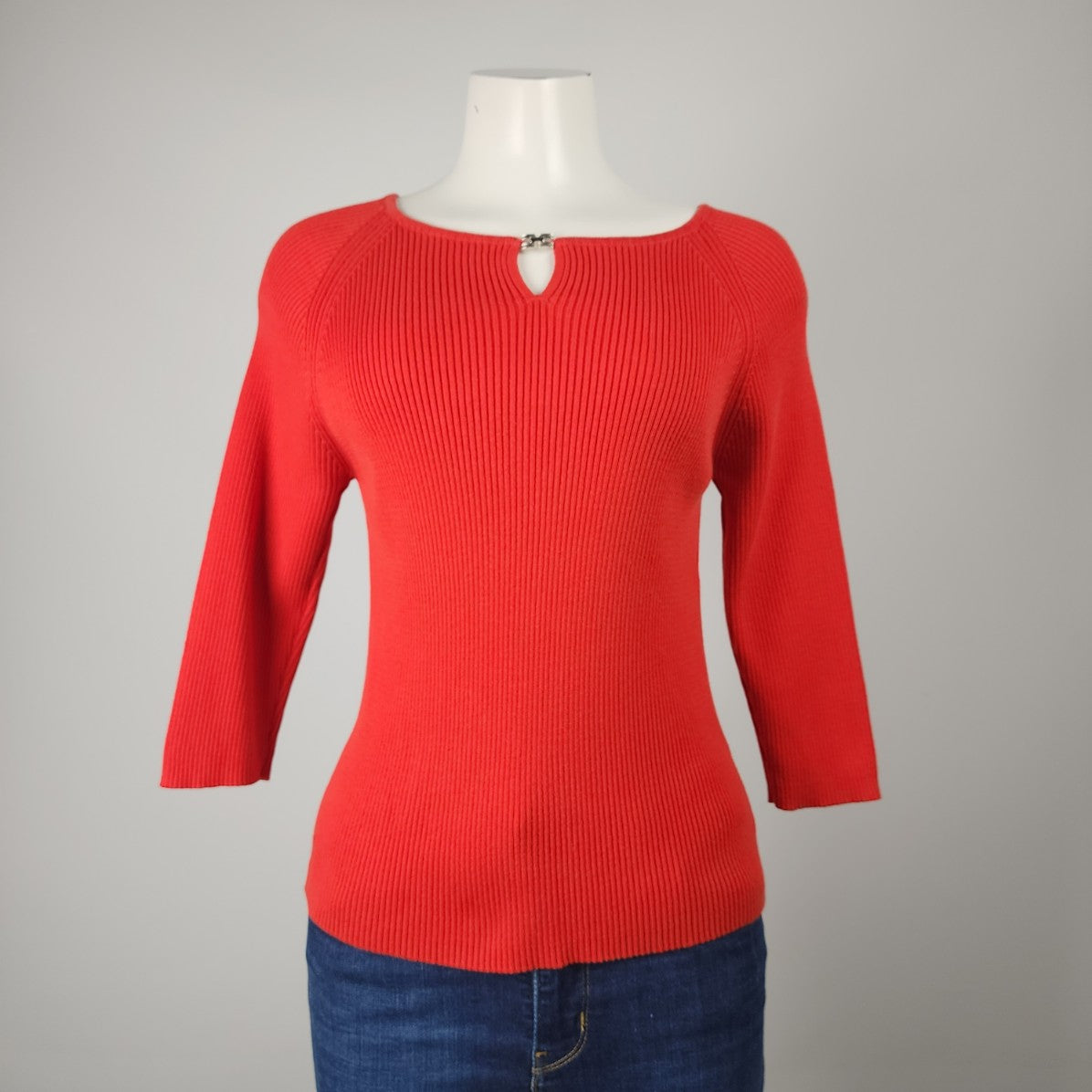 Splendor Orange Cotton Ribbed Knit Sweater Size M/L