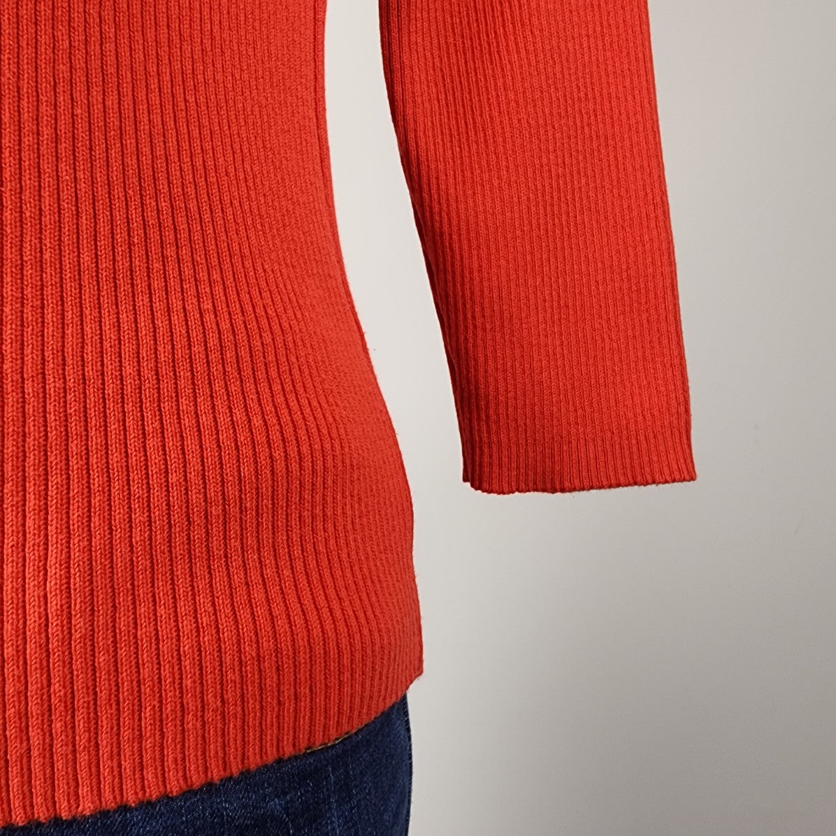 Splendor Orange Cotton Ribbed Knit Sweater Size M/L