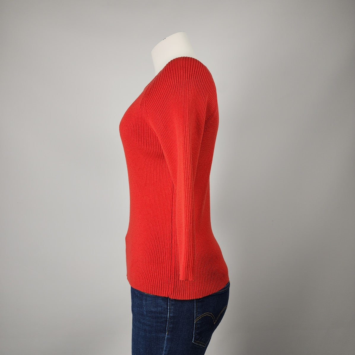 Splendor Orange Cotton Ribbed Knit Sweater Size M/L