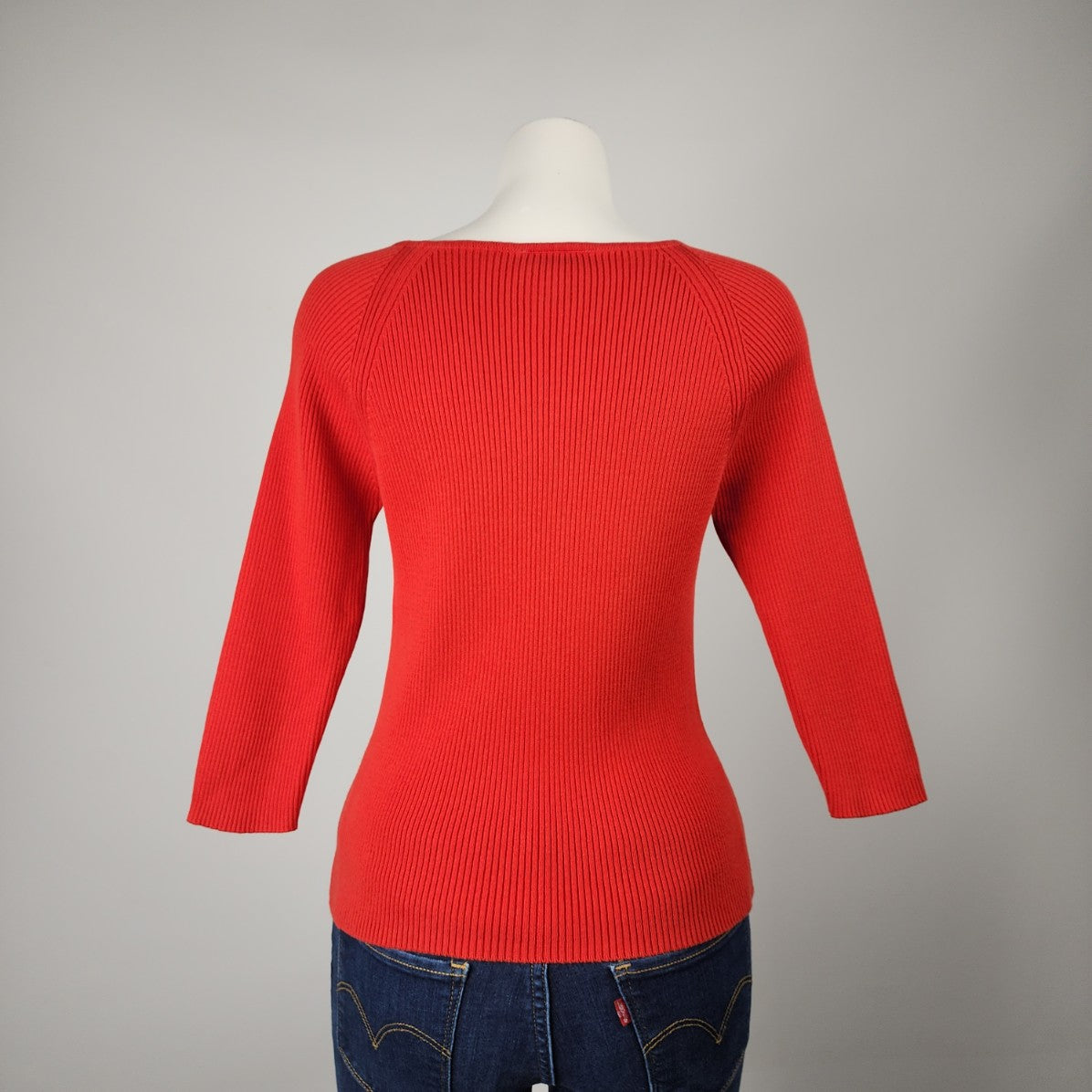 Splendor Orange Cotton Ribbed Knit Sweater Size M/L