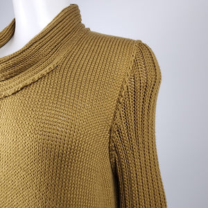 Pure Handknit Brown Cotton Asymmetrical Sweater Size S/M