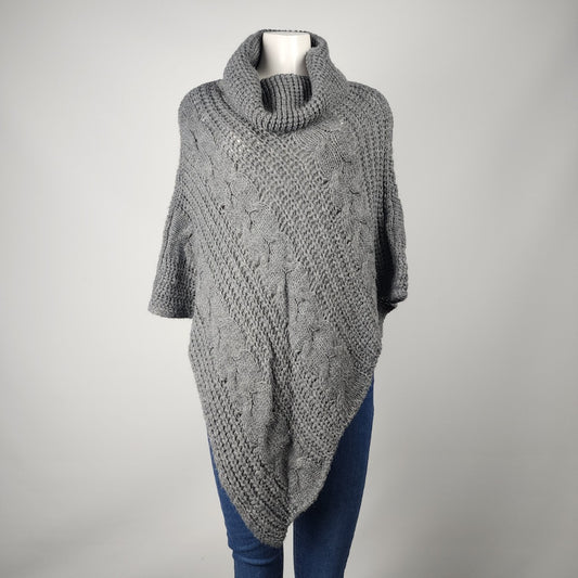 Made in Italy Grey Wool Mohair Poncho Cardigan Size L